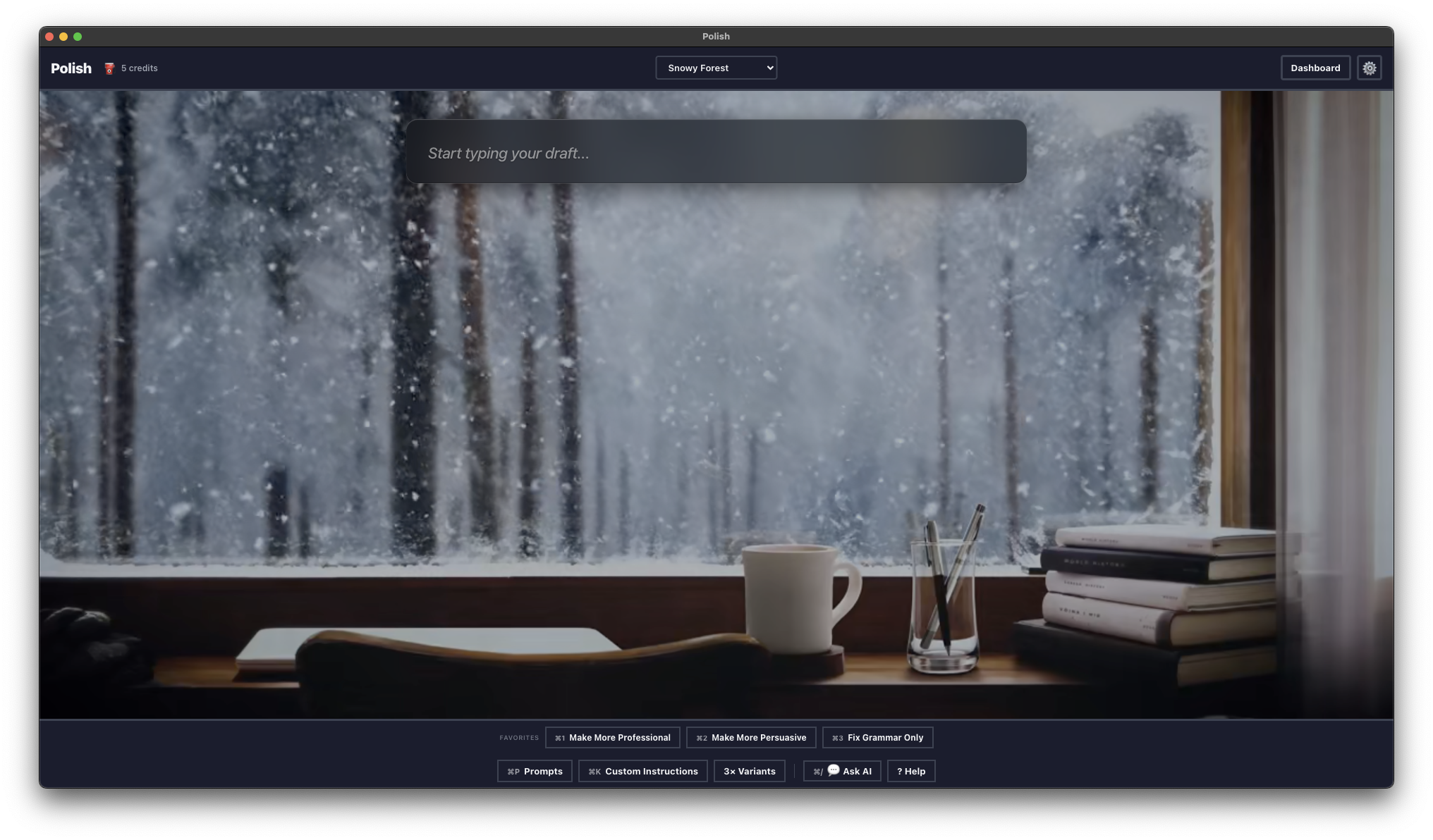 Snowy Forest Template - Write with a peaceful winter background